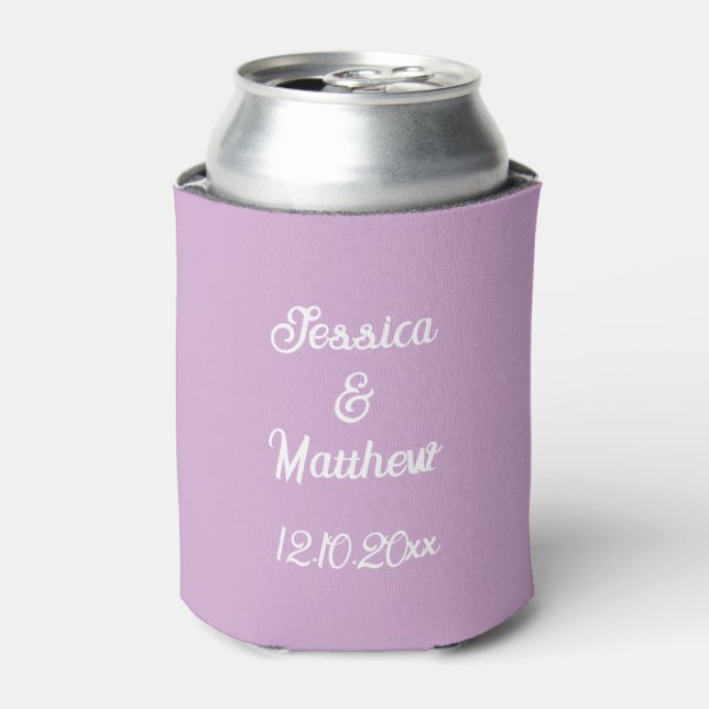 Purple Lilac floral Watercolor Weddings Can Cooler (Can Front)