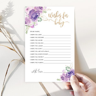 Purple lilac floral wishes for baby card