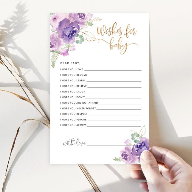 Purple lilac floral wishes for baby card (Creator Uploaded)