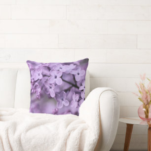 Purple Lilac Flower Branches Cushion