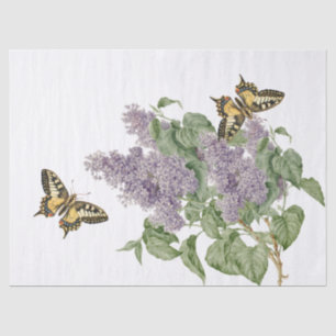 Purple Lilac Flower Swallowtail Butterfly Vintage Tissue Paper