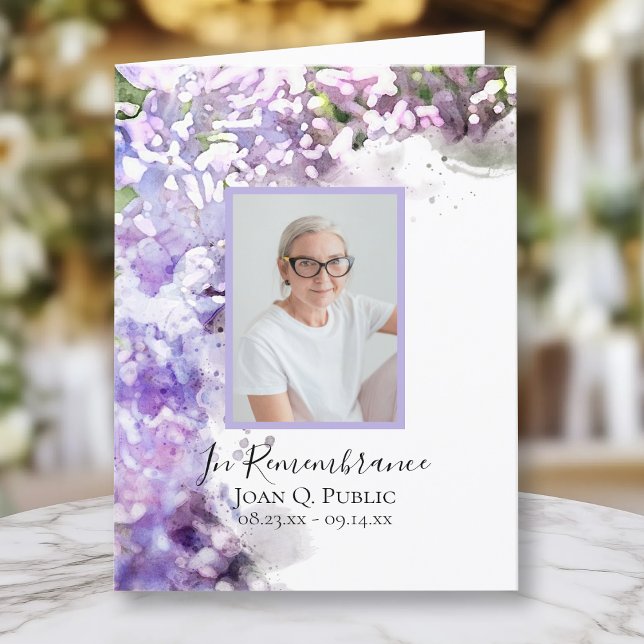 Purple Lilac Flower Watercolor Funeral Sympathy Thank You Card (Creator Uploaded)