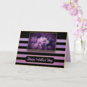 Purple Lilac Flowers and Stripes Card
