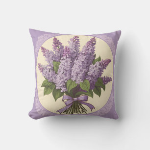 Purple Lilac Flowers Cushion