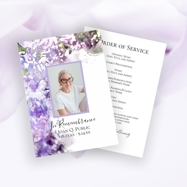 Purple Lilac Flowers Funeral Service Programme (Creator Uploaded)
