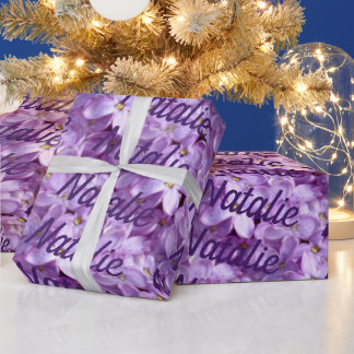 Purple Lilac Flowers Personalised Gift Paper