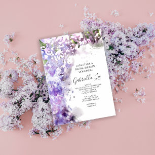 Purple Lilac Flowers Watercolor Bridal Shower Invitation