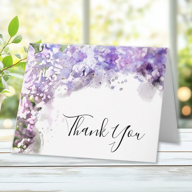 Purple Lilac Flowers Watercolor Sympathy Thank You Card (Creator Uploaded)