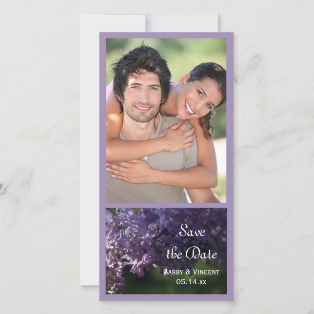 Purple Lilac Flowers Wedding Save the Date (Front)