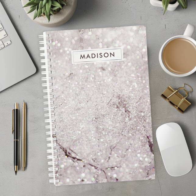 Purple Lilac Glitter Marble Personalised Business Planner (Creator Uploaded)
