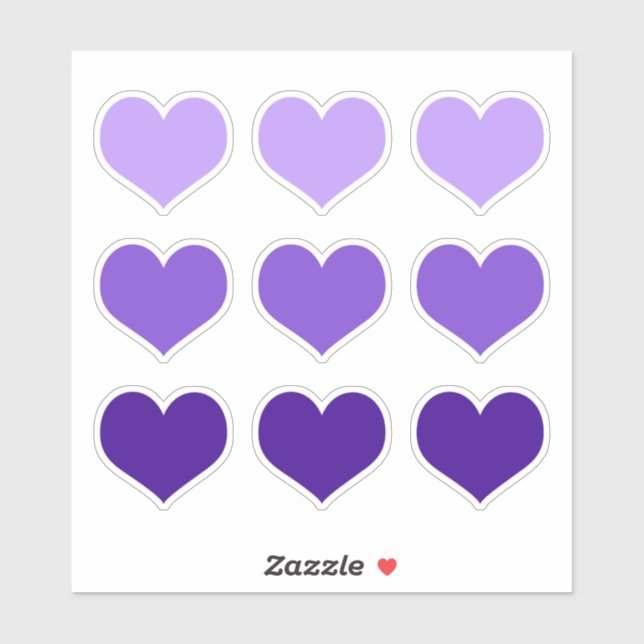 Purple Lilac Indigo Love Hearts Goth Set of 9 (Sheet)
