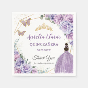 Purple Lilac Lavender Floral Quinceañera Princess  Napkin