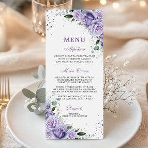 Purple Lilac Lavender Floral Wedding Bridal Menu
