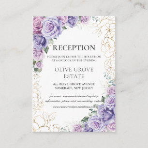 Purple Lilac Lavender Floral Wedding Reception Enclosure Card
