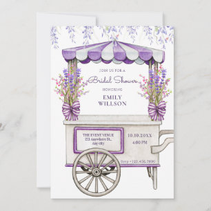 Purple lilac lavender flower bridal shower invitation