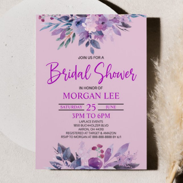 Purple Lilac Lavender Violet Plum Bridal Shower Invitation (Creator Uploaded)