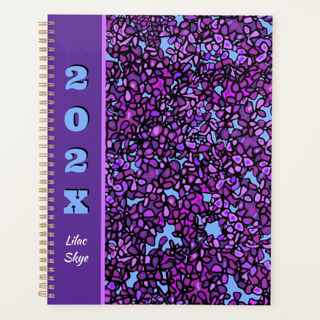 Purple Lilac Looking Up Thru Branches Personalised Planner (Front)