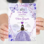 Purple Lilac Mis Quince 15 Anos Crown Quinceañera Invitation<br><div class="desc">Quinceañera Purple Lilac Silver Crown Invitation
Mis Quince 15 Anos,  16th Birthday, </div>