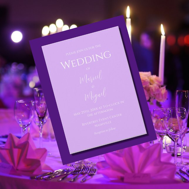 Purple Lilac Modern Minimalist Wedding Invitation (Creator Uploaded)