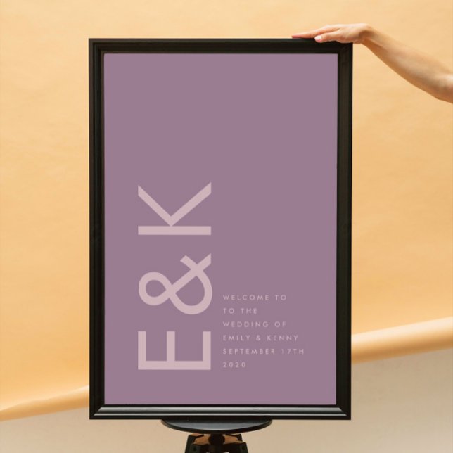 Purple Lilac Modern Monogram Bold Wedding Poster (Creator Uploaded)