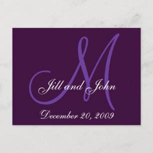 Purple Lilac Names Initials Save the Date Postcard