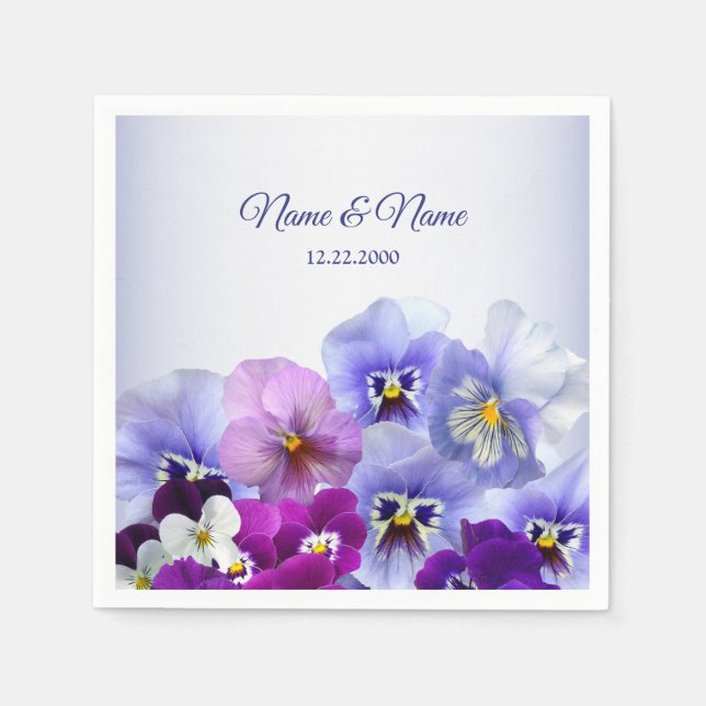 Purple Lilac Pansy Floral Rustic Wedding Party Napkin (Front)