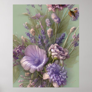 Purple lilac pink bunch of flowers beautiful poster