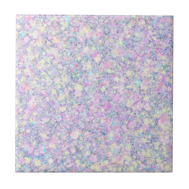 Purple Lilac Pink Opalescent Faux Glitter Solid Tile (Front)