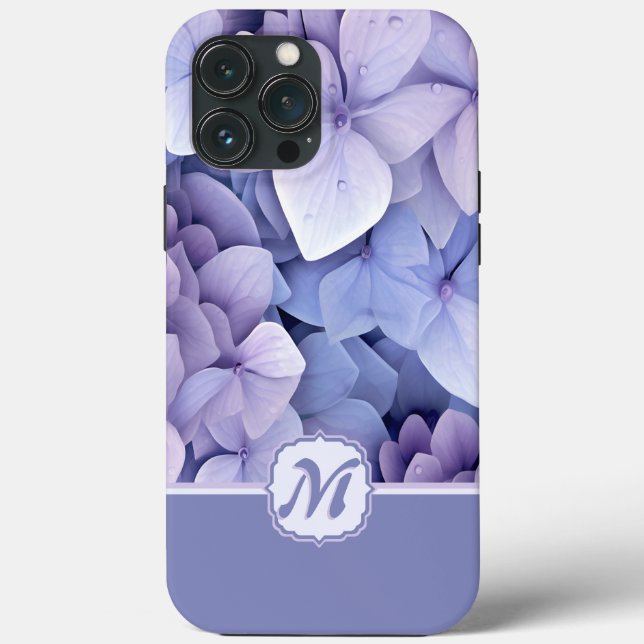 Purple Lilac Pretty Hydrangea Monogram Case-Mate iPhone Case (Back)