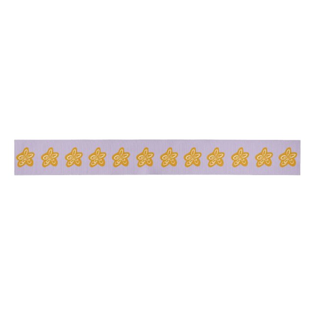 Purple Lilac Princess Golden Flowers Birthday Grosgrain Ribbon (Front)