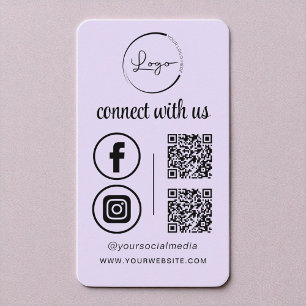 Purple Lilac QR Connect With Us Business Logo  Business Card