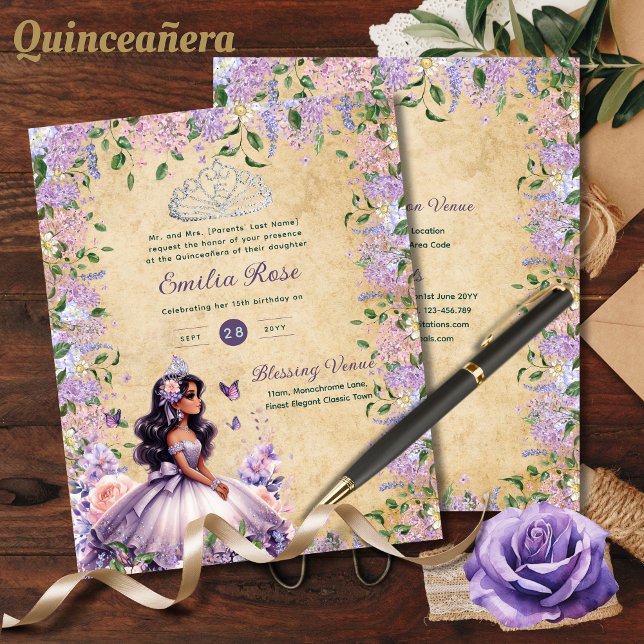 Purple Lilac Quinceanera Dress Floral Wisteria (Creator Uploaded)