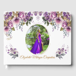 Purple Lilac Quinceañera Guest Book