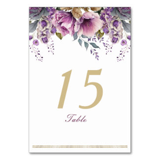 Purple Lilac Quinceañera Table Card