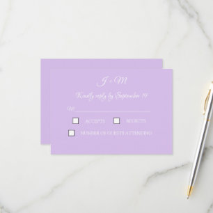 Purple Lilac Violet Simple Minimalist Modern RSVP Card