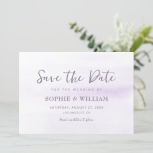 Purple Lilac Watercolor Beautiful Elegant Wedding Save The Date