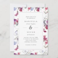 Purple & Lilac Watercolor Sweet Pea Floral Wedding