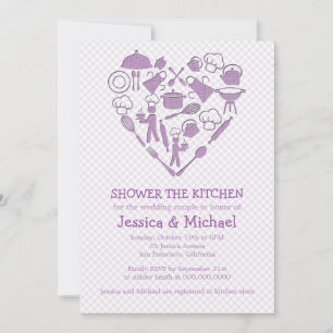 Purple Lilac Wedding Couple Shower   Kitchen Invit Invitation
