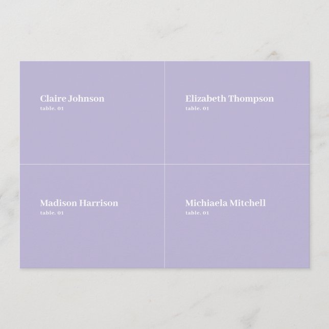 Purple Lilac Wedding Place Card DIY (Front)