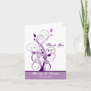 Purple Lilac White Floral PHOTO Thank You Card