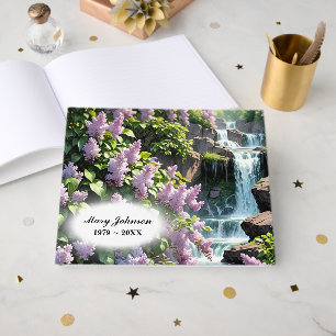 Purple Lilacs and Waterfalls For Memorial Service Guest Book