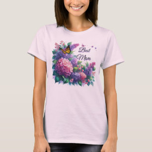 Purple Lilacs Best Mum Floral T-Shirt