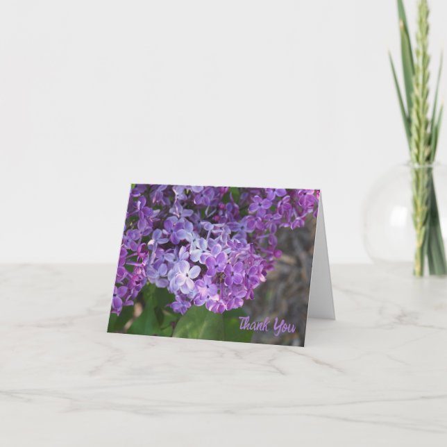 Purple Lilacs Folded Thank You Card (Front)