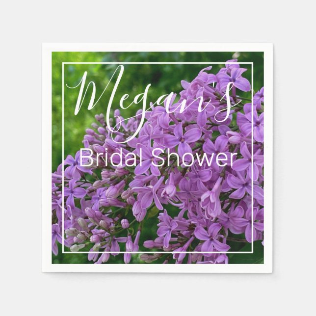 Purple lilacs romantic elegant purple floral photo napkin (Front)