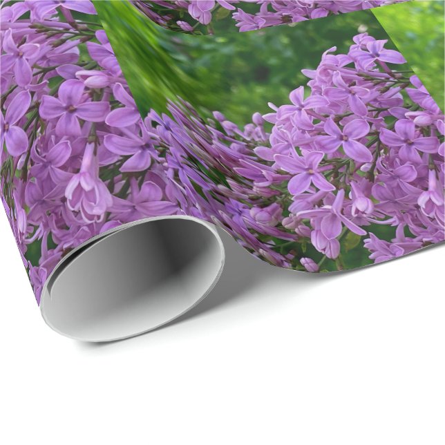 Purple lilacs romantic elegant purple floral photo wrapping paper (Roll Corner)