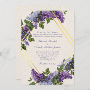 Purple Lilics Romantic Wedding Invitation