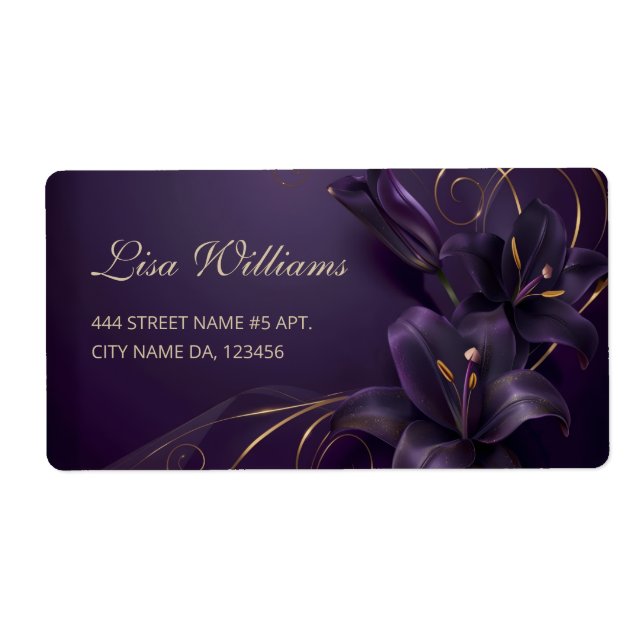 Purple Lilies 3D Flowers Luxury Business Card (Front)