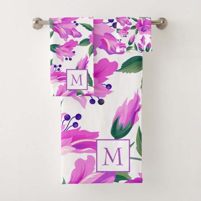Purple Lilies Bath Towel Set (Insitu)