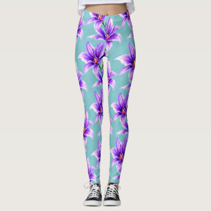 Purple Lilly of the Valley Pattern Leggings