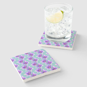 Purple Lilly of the Valley Pattern Stone Coaster